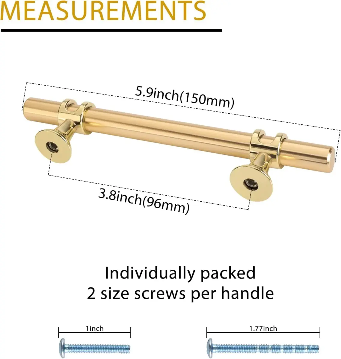 Leulan Gold Cabinet Pulls 96mm (3.75 Inch) | Solid Zinc & Aluminum Alloy Hardware - view 2
