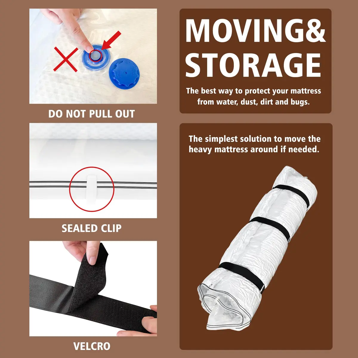 VacPack Twin Mattress Vacuum Bag for Moving Storage Shipping | Heavy Duty 4 Mil Plastic (Twin) - view 6