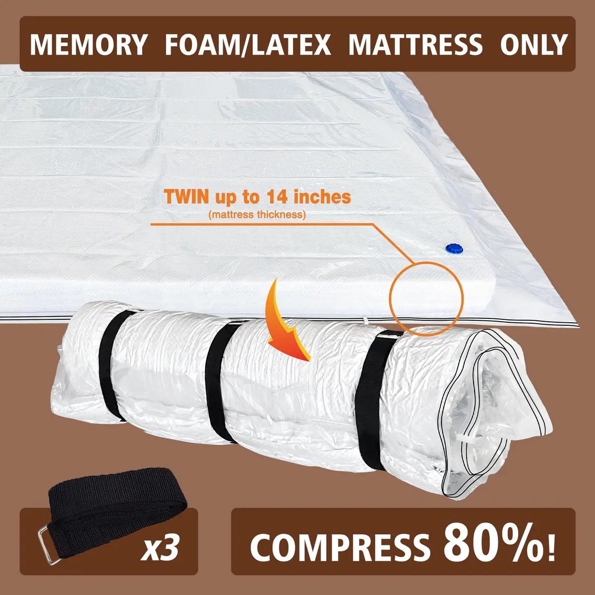VacPack Twin Mattress Vacuum Bag for Moving Storage Shipping | Heavy Duty 4 Mil Plastic (Twin) - view 2