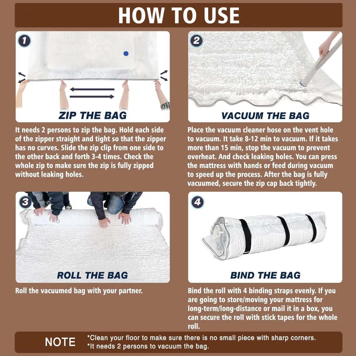 VacPack Twin Mattress Vacuum Bag for Moving Storage Shipping | Heavy Duty 4 Mil Plastic (Twin) - view 4