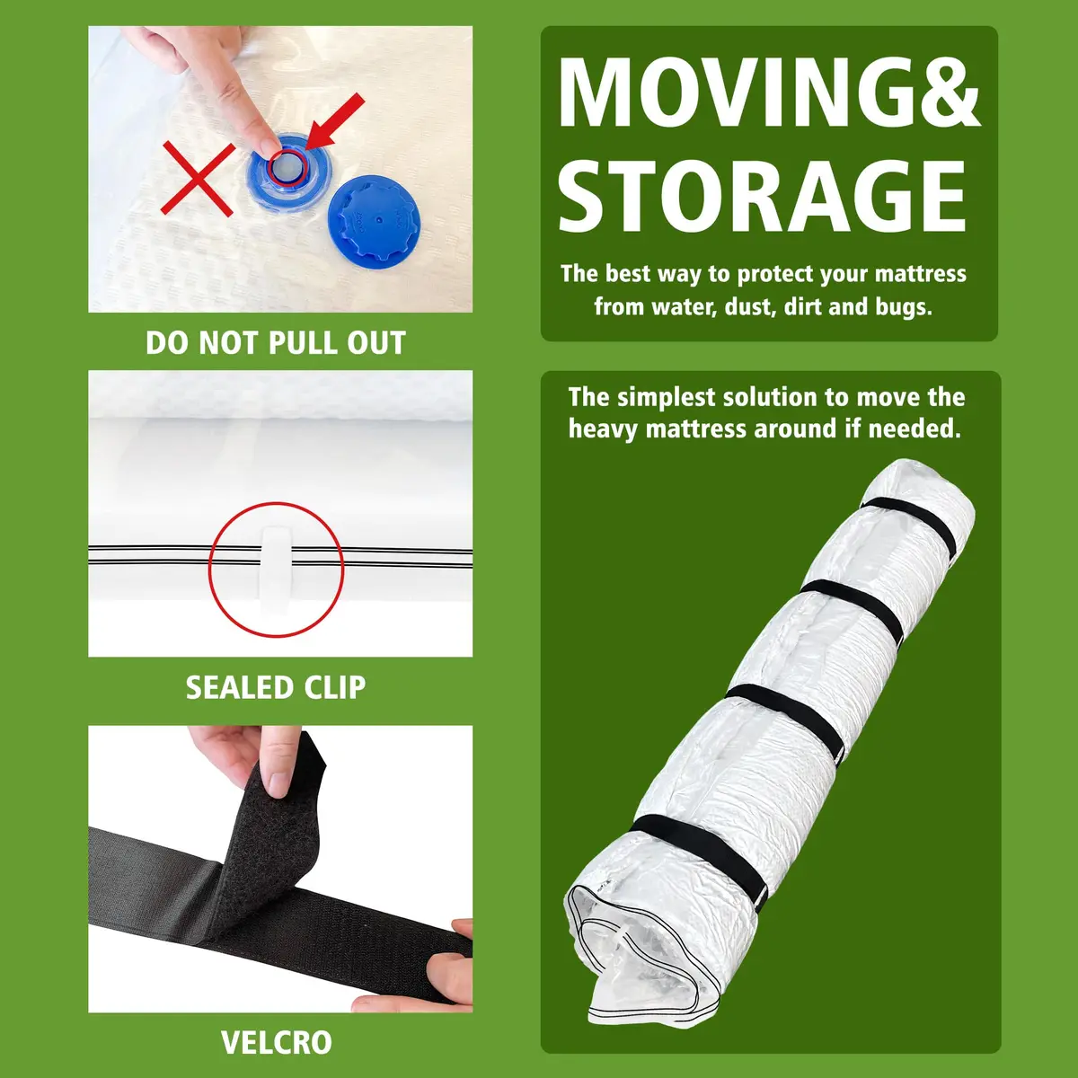 King Mattress Vacuum Bag for Moving Storage | Compress & Protect Up to 14 Thick Mattress - view 7