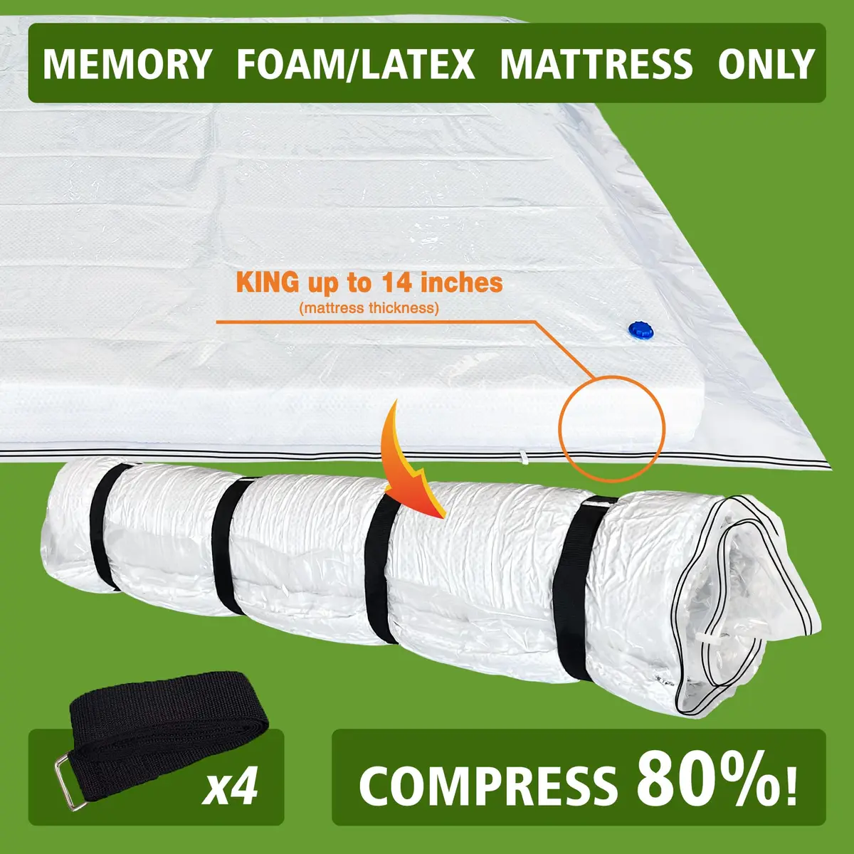 King Mattress Vacuum Bag for Moving Storage | Compress & Protect Up to 14 Thick Mattress - view 2