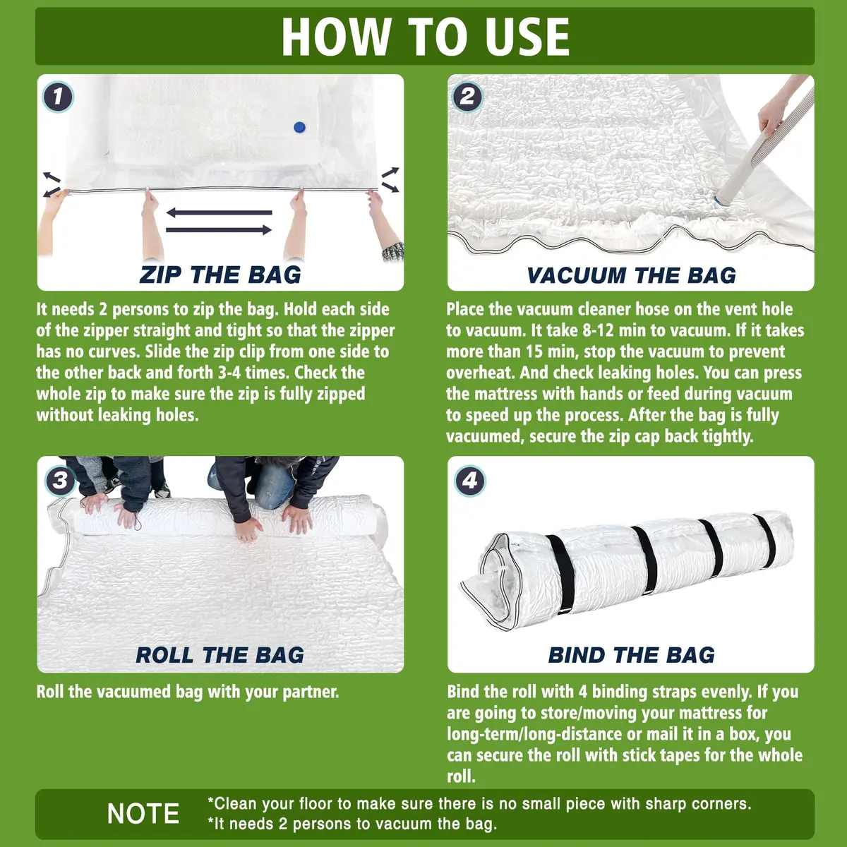 King Mattress Vacuum Bag for Moving Storage | Compress & Protect Up to 14 Thick Mattress - view 3
