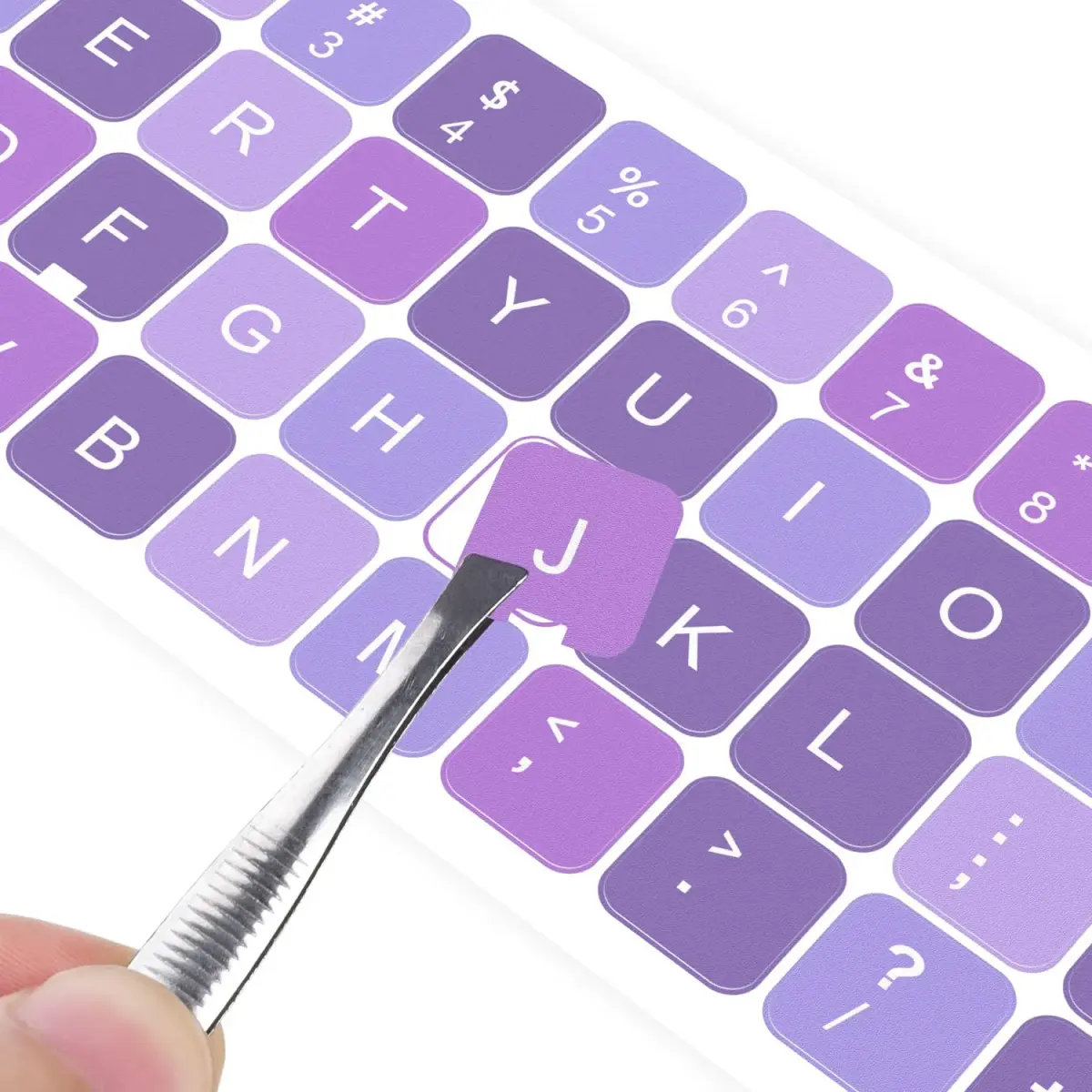 DAMMOMKO English Keyboard Stickers for Laptop & Desktop - Purple/White Letters (2-Pack, 180mm x 65mm) - main product image