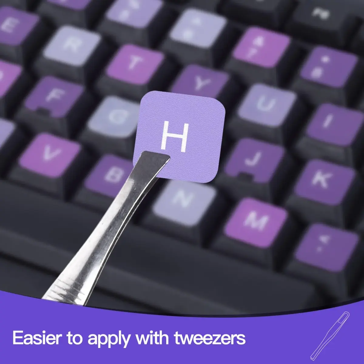DAMMOMKO English Keyboard Stickers for Laptop & Desktop - Purple/White Letters (2-Pack, 180mm x 65mm) - view 5