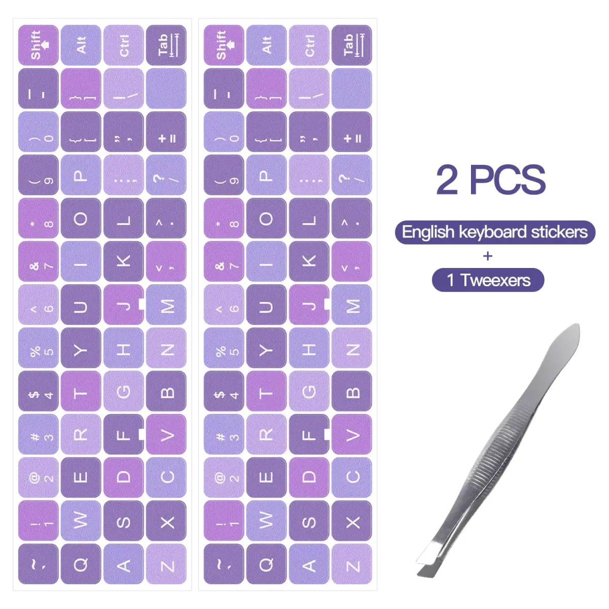 DAMMOMKO English Keyboard Stickers for Laptop & Desktop - Purple/White Letters (2-Pack, 180mm x 65mm) - view 2