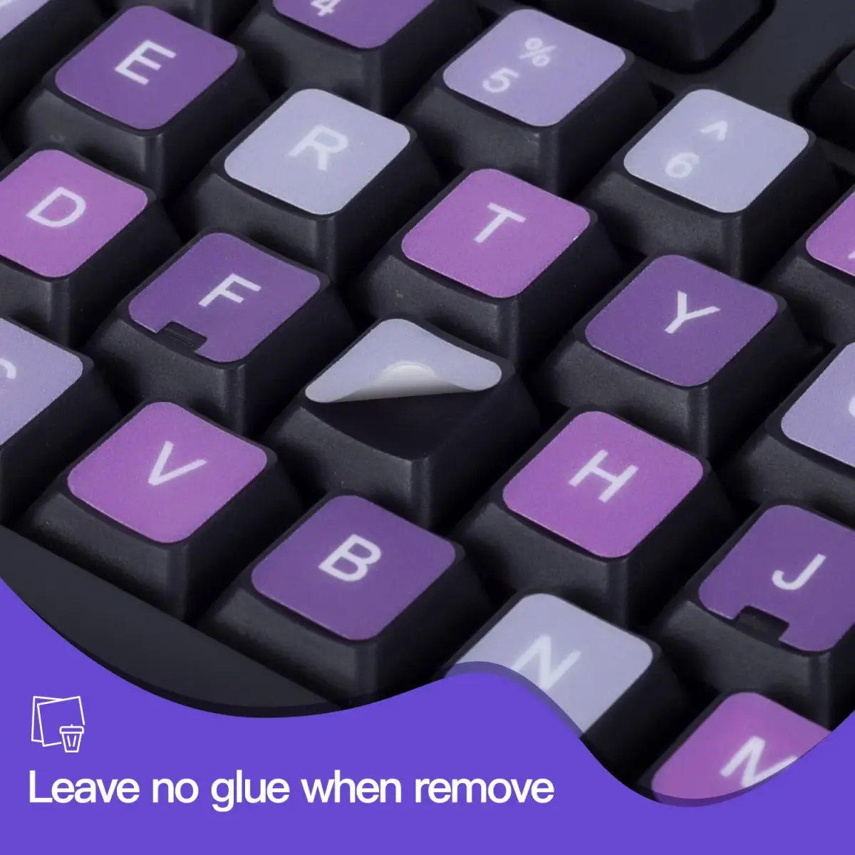 DAMMOMKO English Keyboard Stickers for Laptop & Desktop - Purple/White Letters (2-Pack, 180mm x 65mm) - view 4