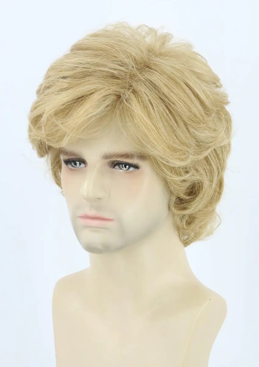 Topcosplay Blonde Wig for Men Short Wavy Shaggy Style 70s Man Wigs Cosplay Halloween Costumes Party Wig - view 2