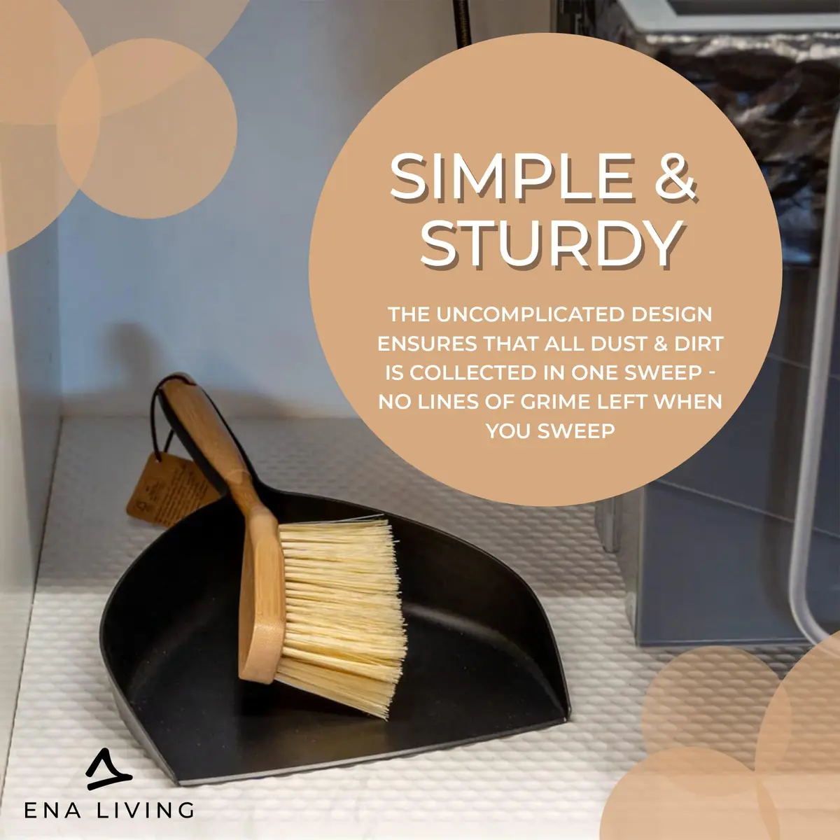 ENA Living Bamboo Dust Pan & Brush Set, Portable Household Cleaning Tool, Sturdy & Effective Dust Pan, Bamboo Sweeping Brush - Standard - view 3
