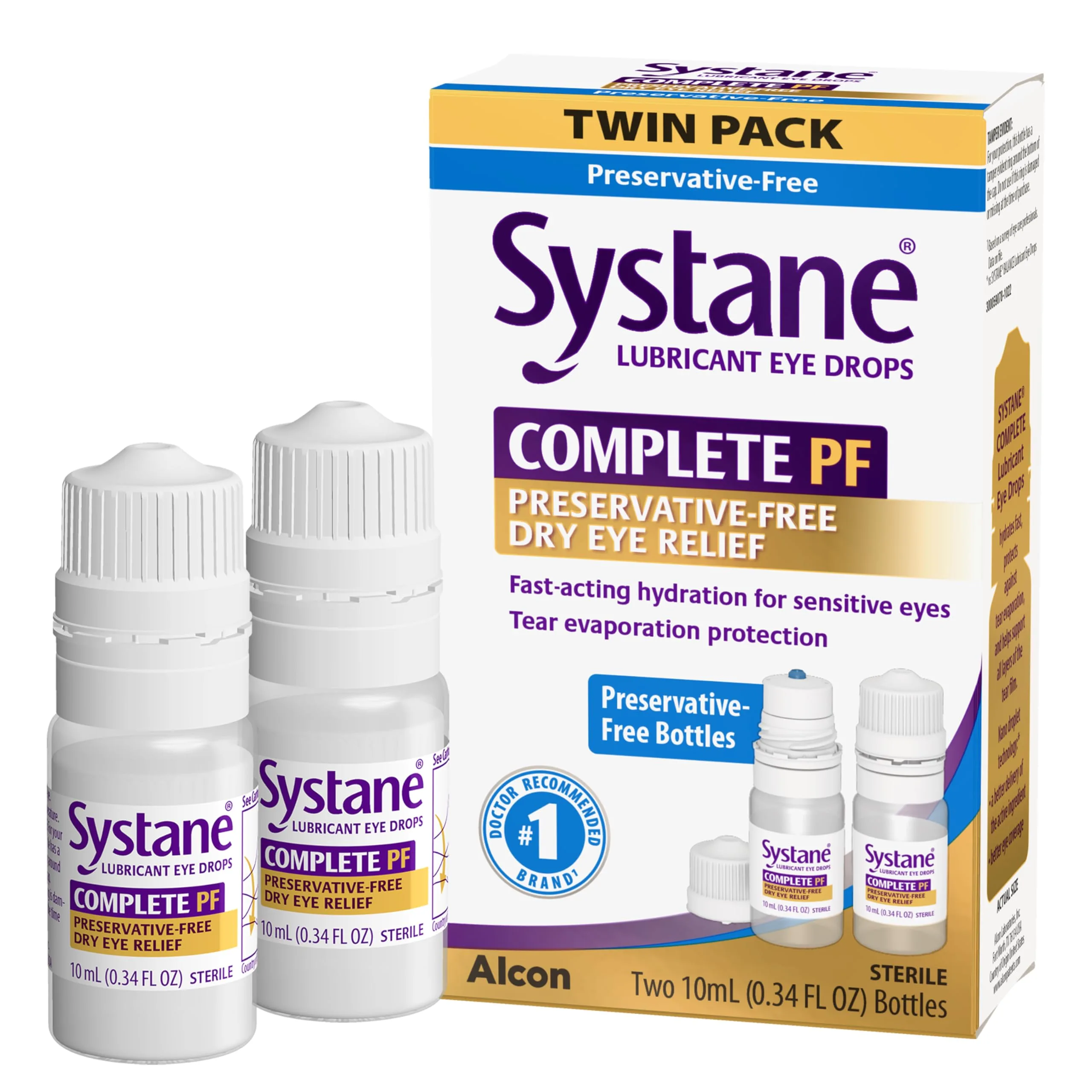 Systane Complete Preservative-Free Dry Eye Drops 0.3 Fl Oz (0.6% Propylene Glycol) | FDA Approved Lubricant for All Dry Eye Types - main product image