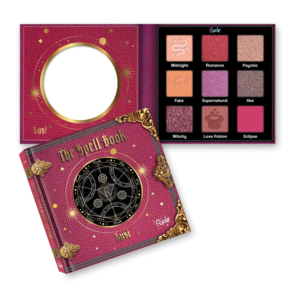 RUDE Spell Book Eyeshadow Palette | Matte & Shimmer Shades for Mystical Looks | Vegan, Cruelty-Free, Paraben-Free Makeup [Lust] - main product image