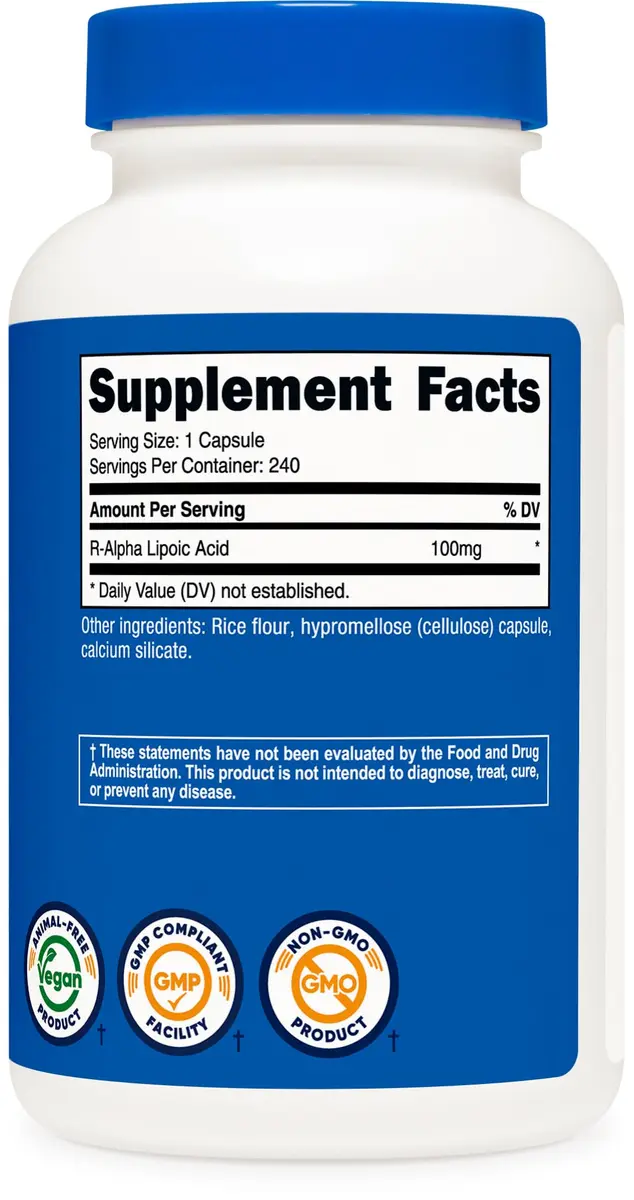 Nutricost R-Alpha Lipoic Acid 100mg | Vegan, Gluten-Free, Non-GMO Supplement - view 5