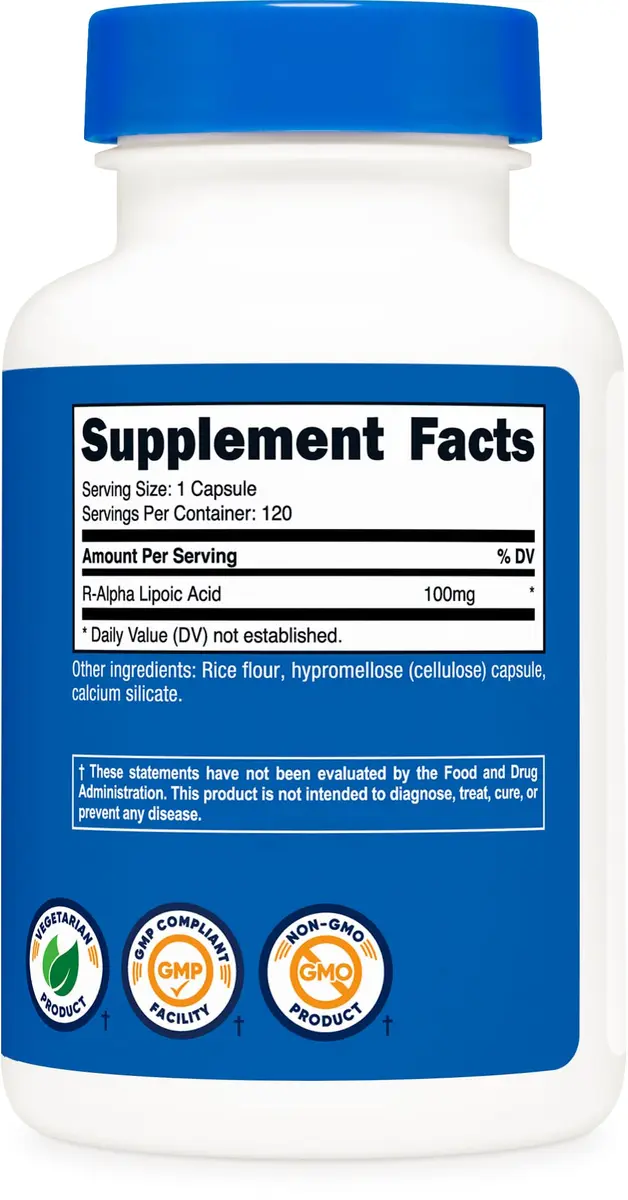 Nutricost R-Alpha Lipoic Acid 100mg | Vegetarian, Gluten-Free Supplement for Adults - view 5
