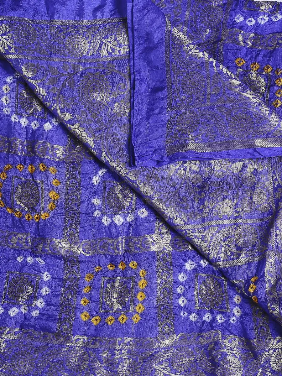 DUPATTA BAZAAR Women's Royal Blue Gharchola Banarasi Silk Dupatta 2.4m (8ft) | Elegant Weaving for Festivities - view 5