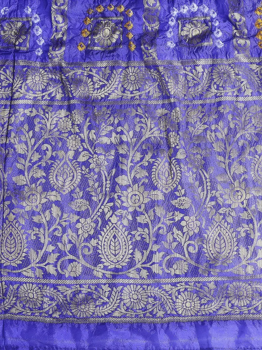 DUPATTA BAZAAR Women's Royal Blue Gharchola Banarasi Silk Dupatta 2.4m (8ft) | Elegant Weaving for Festivities - view 6