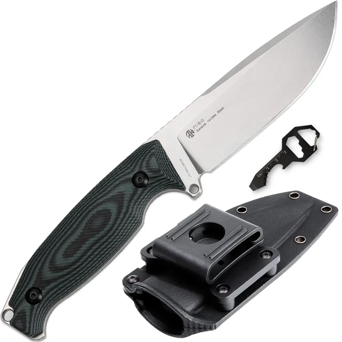 Ruike 14C28N Camping Fixed Blade Knife with Sheath, Full Tang, G10, Bushcraft | 4.3" Drop Point Blade, Corrosion-Resistant Steel - main product image