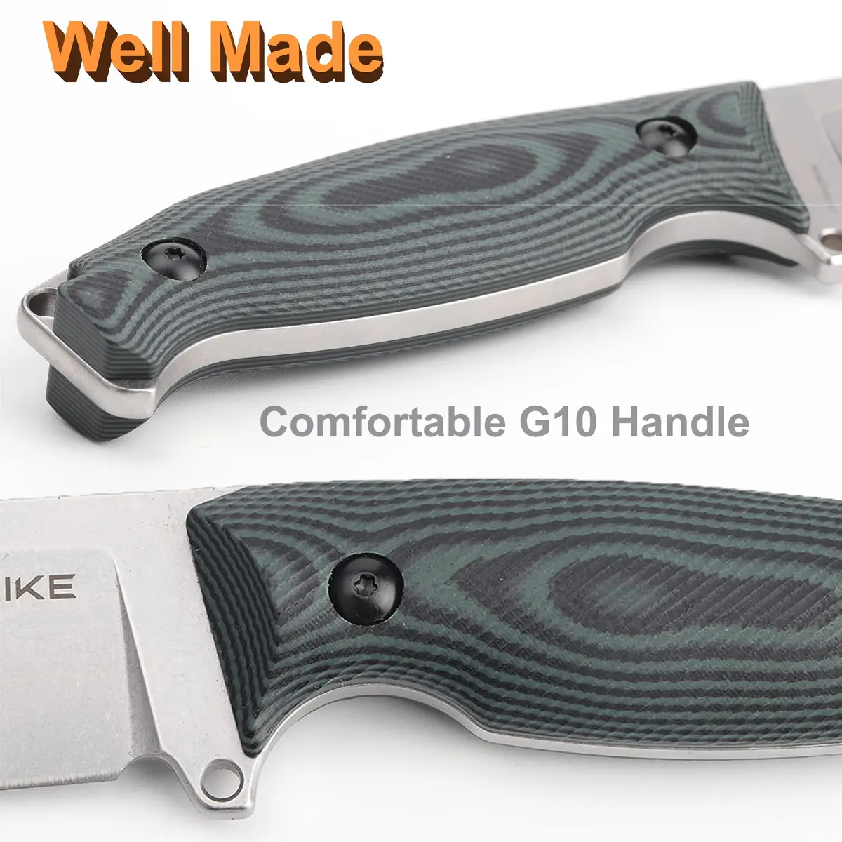Ruike 14C28N Camping Fixed Blade Knife with Sheath, Full Tang, G10, Bushcraft | 4.3" Drop Point Blade, Corrosion-Resistant Steel - view 8