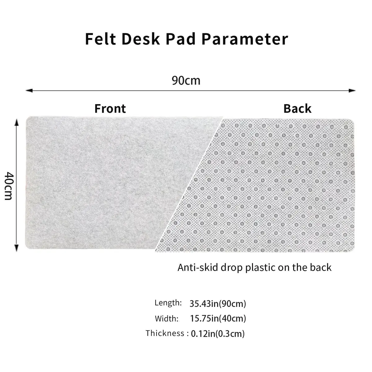 DAWNTREES Felt Desk Pad 90cm x 40cm (36" x 16") | Smooth Glide & Tabletop Protection - view 2