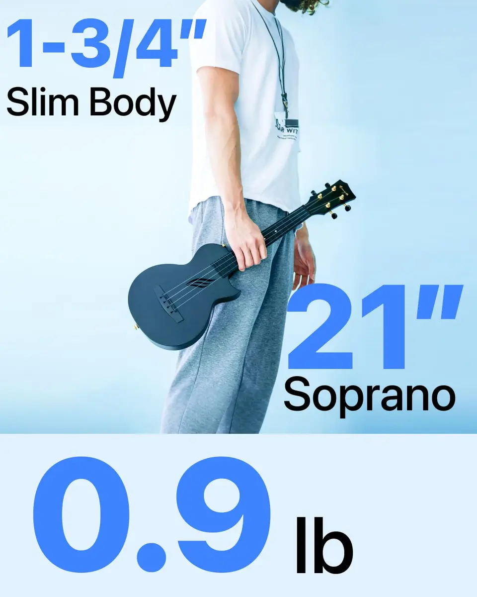 Enya NOVA U MINI 21-Inch Carbon Fiber Soprano Travel Ukulele, Black | Waterproof & Lightweight for Travel & Beginners - view 5