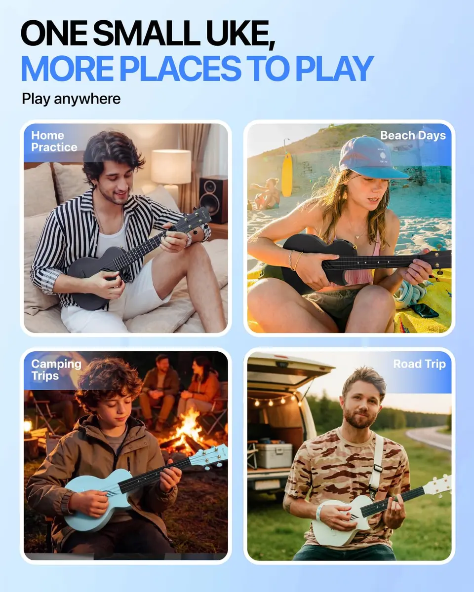Enya NOVA U MINI 21-Inch Carbon Fiber Soprano Travel Ukulele, Black | Waterproof & Lightweight for Travel & Beginners - view 8