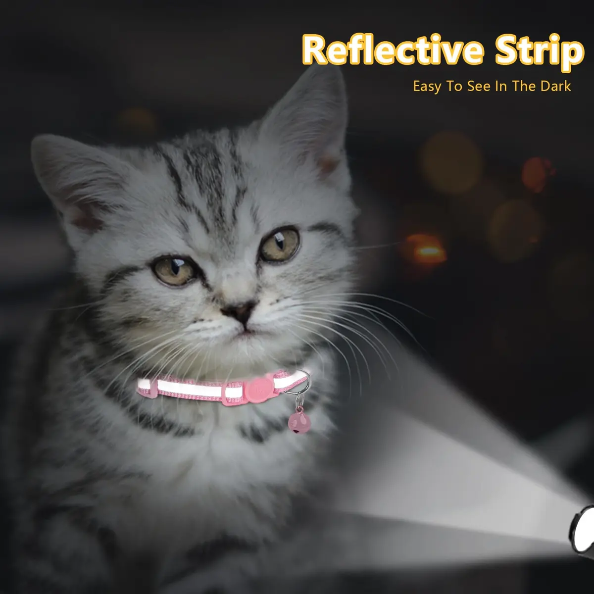 Taglory Reflective Cat Collar 6-8 in | Safety & Night Visibility (110 characters) - view 3