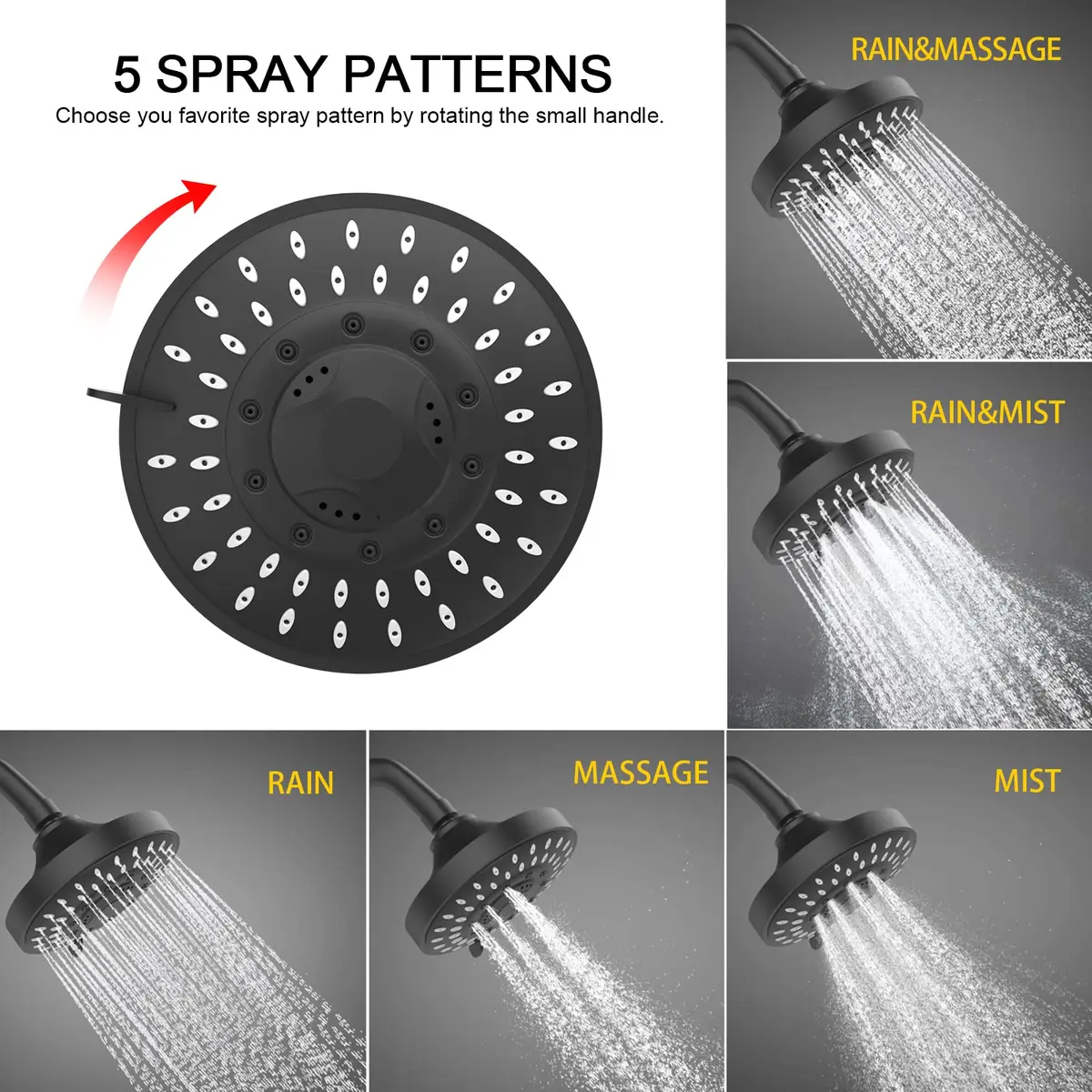 FEELSO Shower Head with Shower Filter | 15-Stage Water Purification, 5 Spray Modes, High Pressure, Easy Install - view 4