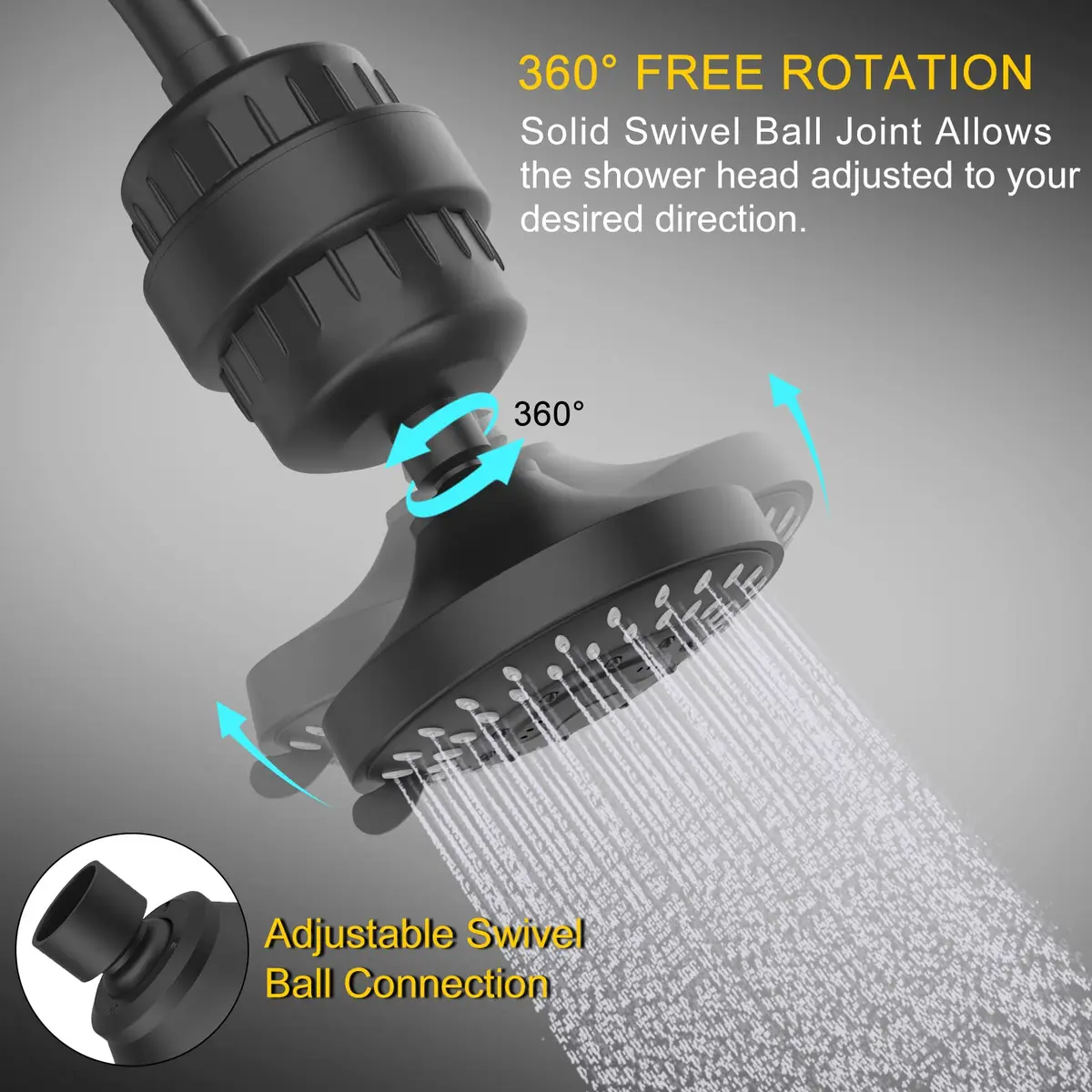FEELSO Shower Head with Shower Filter | 15-Stage Water Purification, 5 Spray Modes, High Pressure, Easy Install - view 6