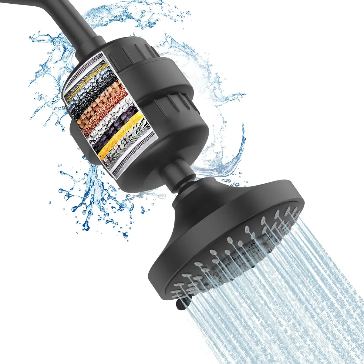 FEELSO Shower Head with Shower Filter | 15-Stage Water Purification, 5 Spray Modes, High Pressure, Easy Install - main product image