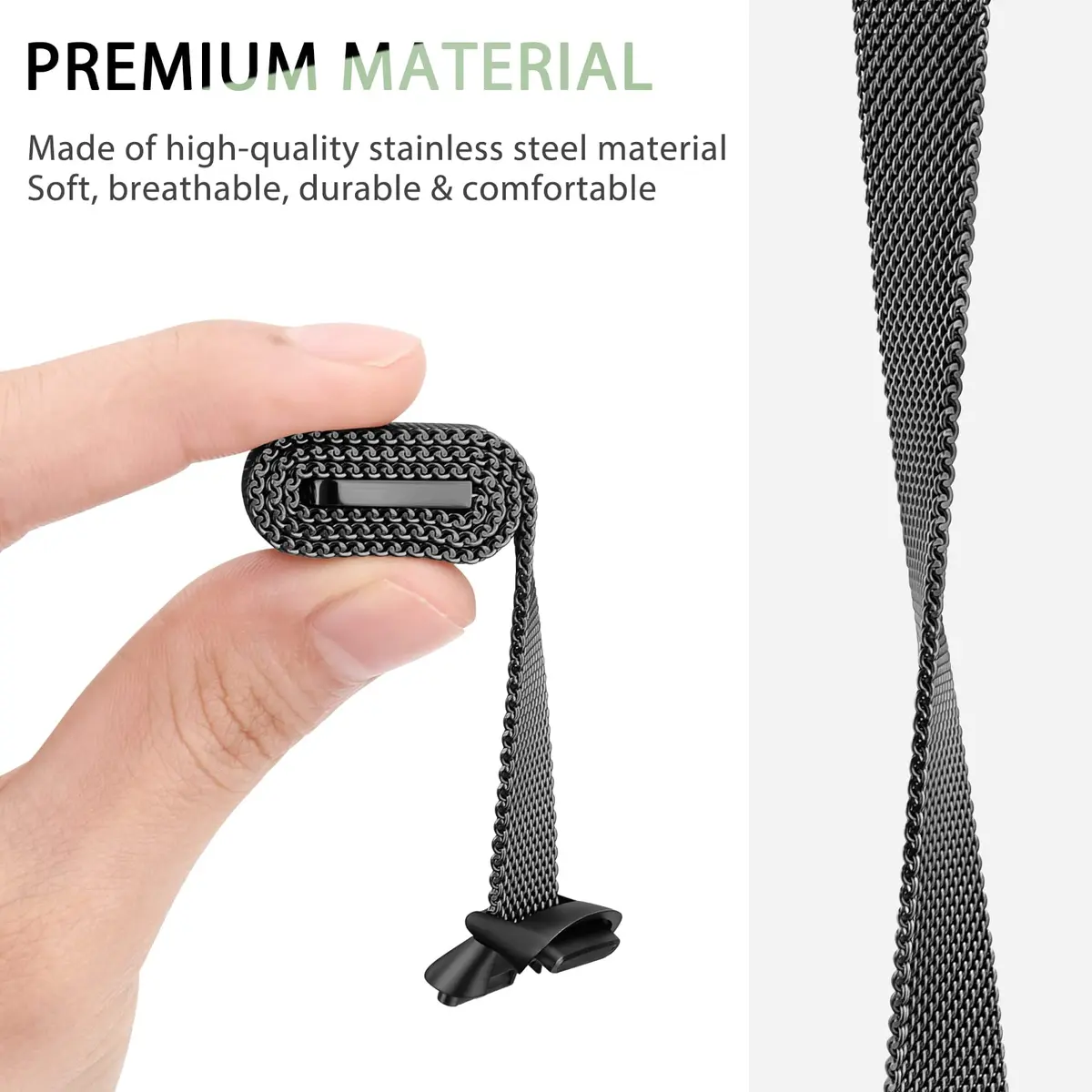 Vanjua Metal Watch Band Compatible with Fitbit Luxe, Stainless Steel Mesh Loop, Adjustable Wrist Strap for Fitbit Luxe Fitness Tracker Women Men (Black) - view 4
