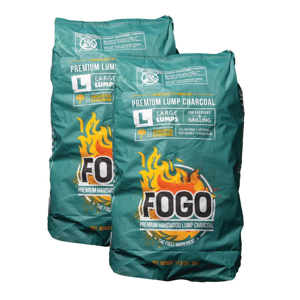 FOGO Brazilian Blend Hardwood Lump Charcoal 17.6lb Bag | Restaurant Quality, Natural, Large Sized Lump for Grilling & Smoking - main product image
