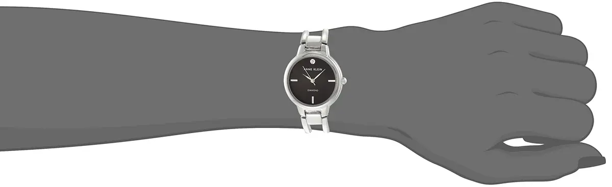 Anne Klein Women's Genuine Diamond Dial Bangle Watch 30mm | Black Sunray Dial with Diamond Accent - view 5
