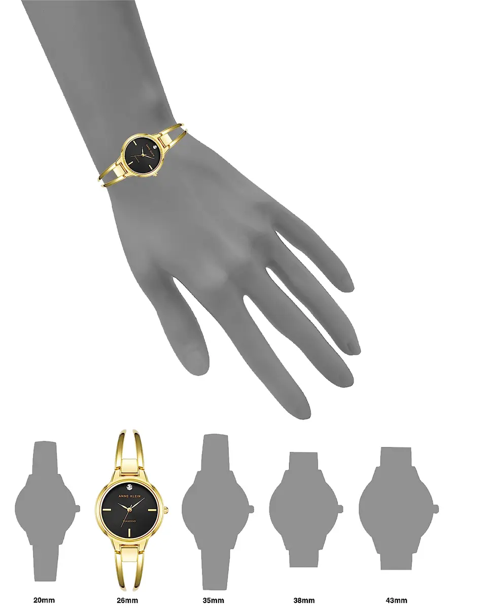 Anne Klein Women's Genuine Diamond Dial Bangle Watch 30mm (1.18in) | Japanese Quartz Movement - view 2