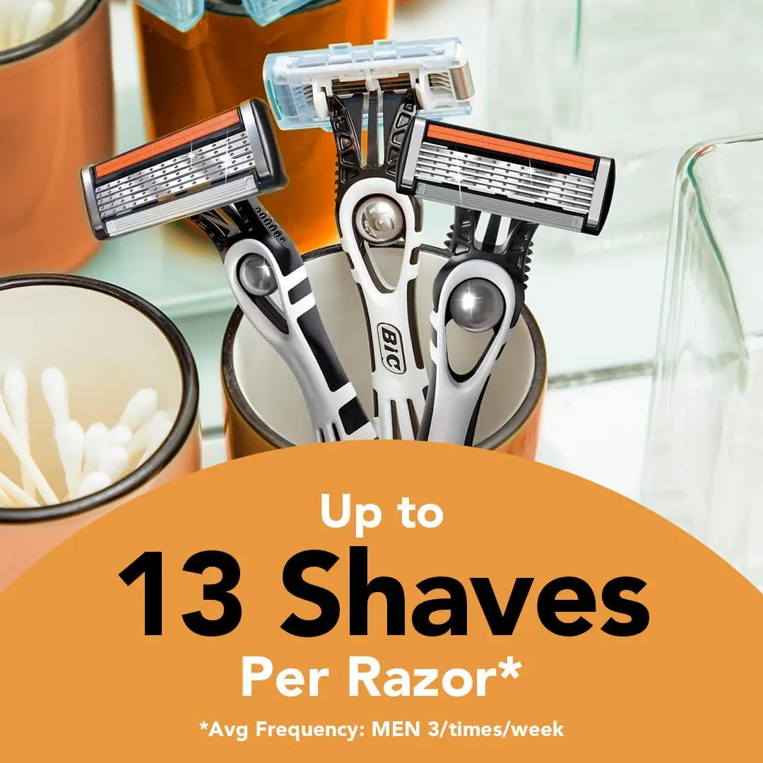 BIC Flex 5 Disposable Razor for Men, Sensitive Skin | 5-Blade Comfort & Precision (4 Count) - view 2