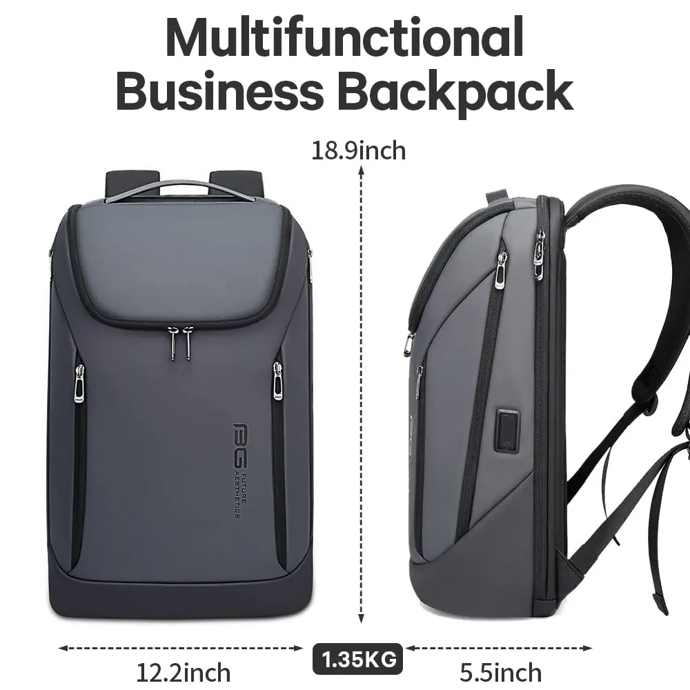 BANGE Business Smart Backpack Waterproof Fit 15.6 Inch Laptop Backpack with USB Charging Port, Travel Durable Backpack (Grey) | 39.4 cm (15.6 in) Laptop Compartment - view 6