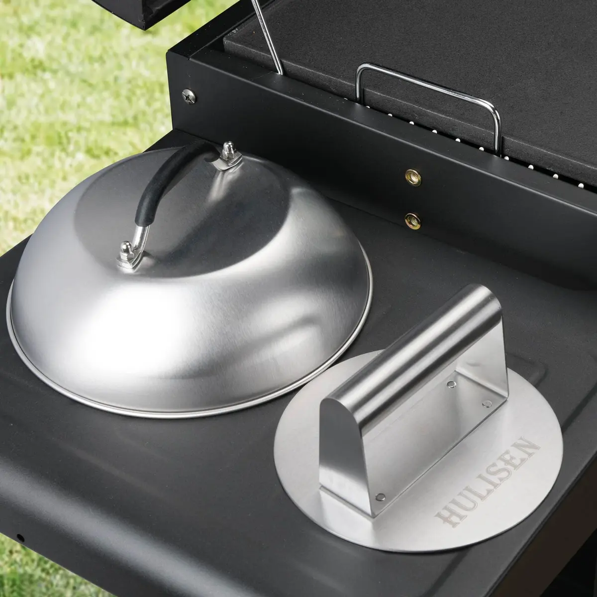 HULISEN 9" Cheese Melting Dome & 6.2" Smashed Burger Press Kit | Stainless Steel - view 7