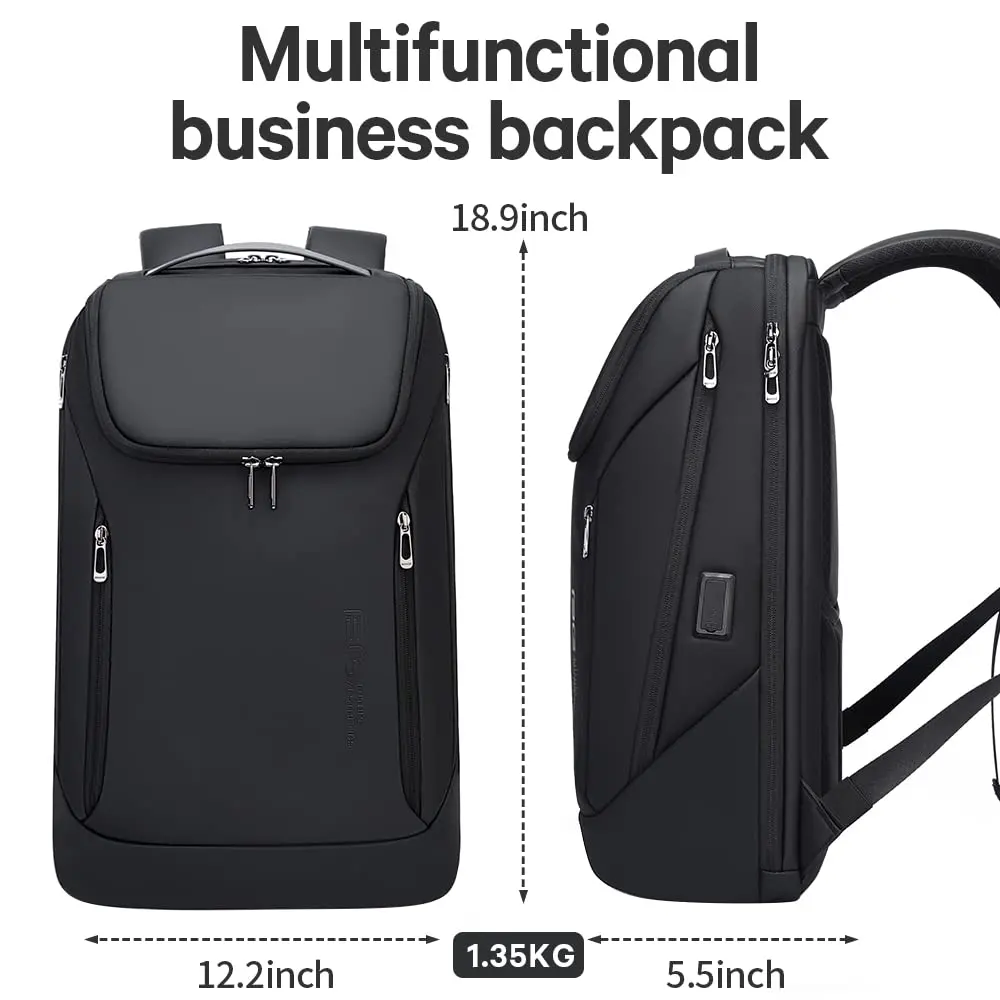 BANGE Business Smart Backpack Waterproof fit 15.6 Inch Laptop Backpack with USB Charging Port, Travel Durable Backpack (35cm x 49cm x 14cm) - view 6