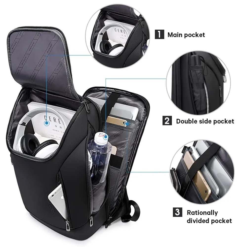 BANGE Business Smart Backpack Waterproof fit 15.6 Inch Laptop Backpack with USB Charging Port, Travel Durable Backpack (35cm x 49cm x 14cm) - view 2