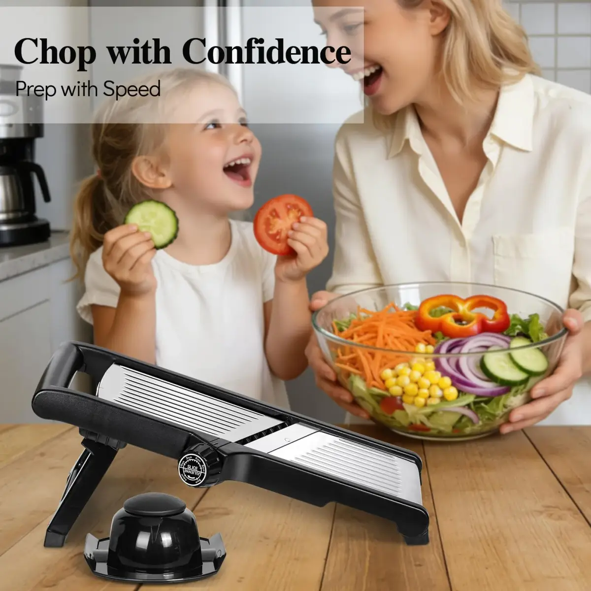 MASTERTOP Adjustable Mandoline Slicer Stainless Steel Vegetable Slicer 17.5 cm (6.9 in) | Safe Kitchen Slicer for Onions, Potatoes, Fruits - view 7