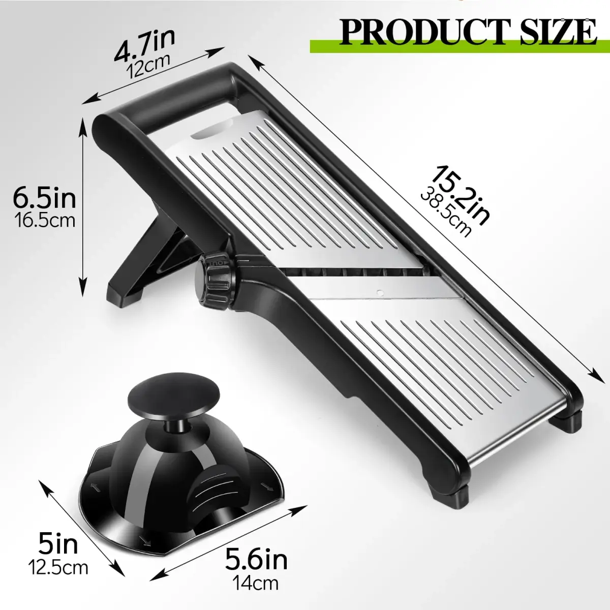 MASTERTOP Adjustable Mandoline Slicer Stainless Steel Vegetable Slicer 17.5 cm (6.9 in) | Safe Kitchen Slicer for Onions, Potatoes, Fruits - view 2