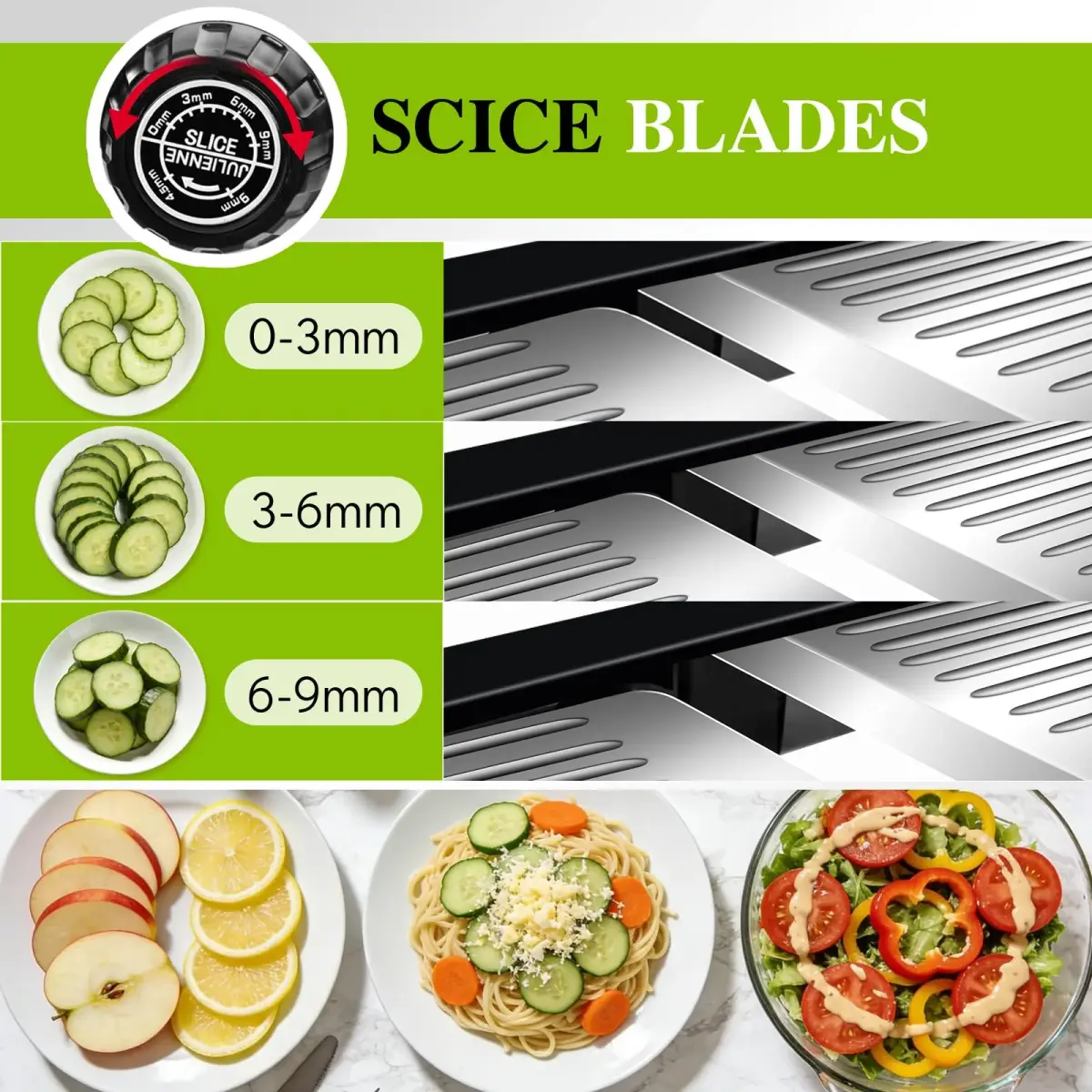 MASTERTOP Adjustable Mandoline Slicer Stainless Steel Vegetable Slicer 17.5 cm (6.9 in) | Safe Kitchen Slicer for Onions, Potatoes, Fruits - view 3