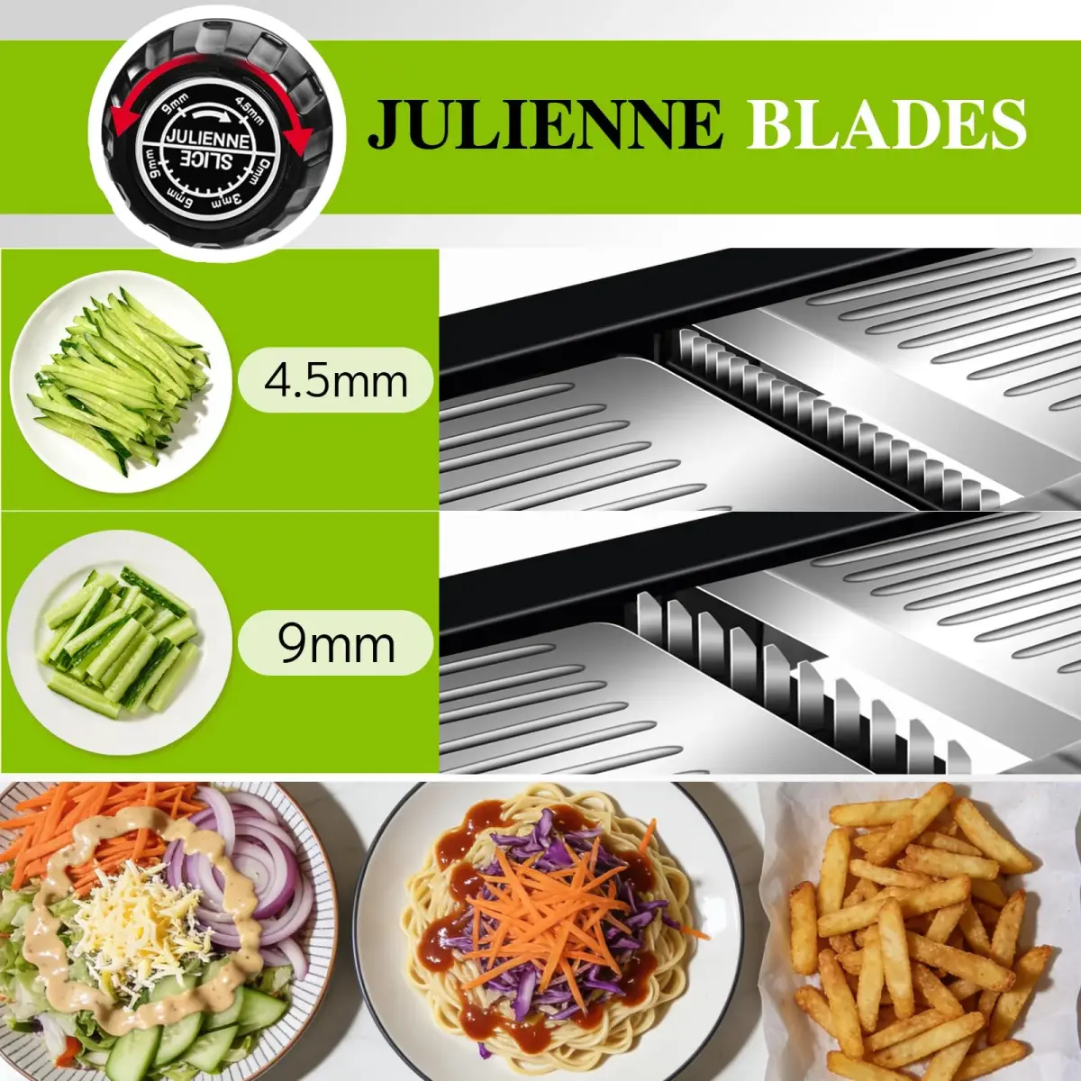 MASTERTOP Adjustable Mandoline Slicer Stainless Steel Vegetable Slicer 17.5 cm (6.9 in) | Safe Kitchen Slicer for Onions, Potatoes, Fruits - view 4