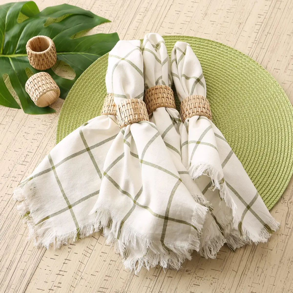 DII Basic Napkin Ring Collection Decorative, Rattan, One Size | Neutral Table Accessory - view 7