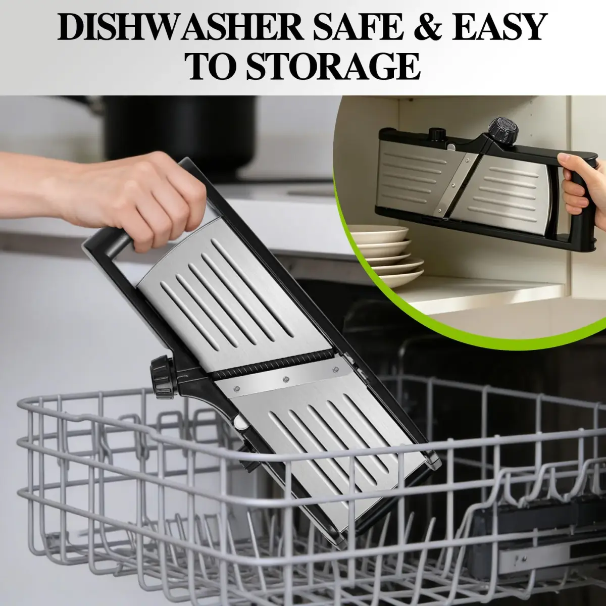 MASTERTOP Adjustable Mandoline Slicer Stainless Steel Food Slicer with 5 Blades & Safety Guard | 40.6cm (16"L) - view 7