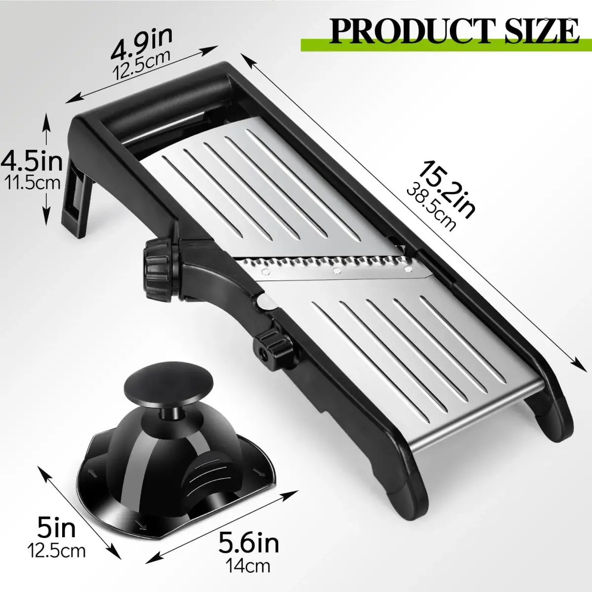 MASTERTOP Adjustable Mandoline Slicer Stainless Steel Food Slicer with 5 Blades & Safety Guard | 40.6cm (16"L) - view 2