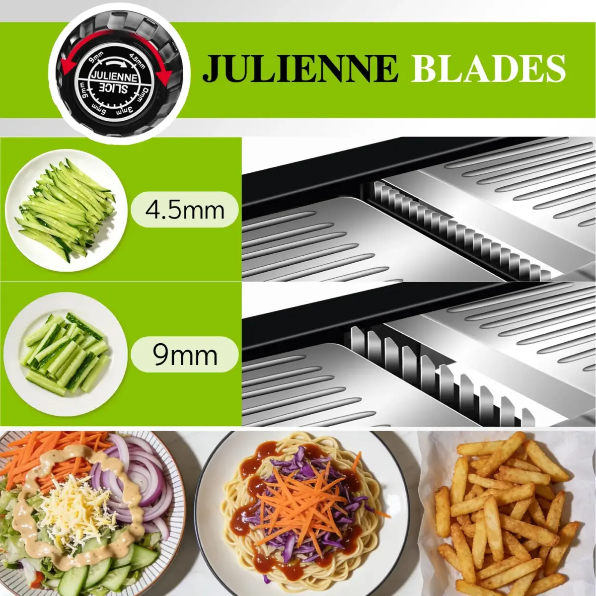 MASTERTOP Adjustable Mandoline Slicer Stainless Steel Food Slicer with 5 Blades & Safety Guard | 40.6cm (16"L) - view 4