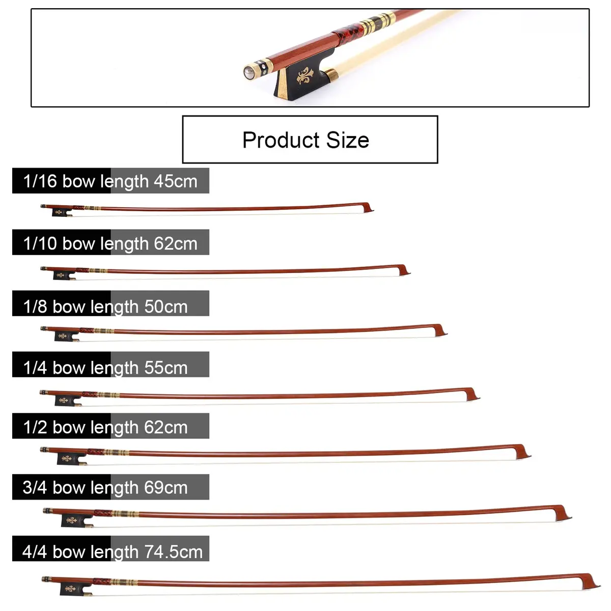 AMZZ Full Size 4/4 Pernambuco Violin Bow with Case | Handmade, Lightweight, Warm Sound - view 9