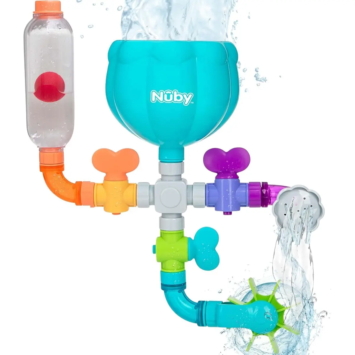 Nuby Wacky Waterworks Pipes Bath Toy - Baby Bathtub Toy with Interactive Features for Cognitive Development - main product image
