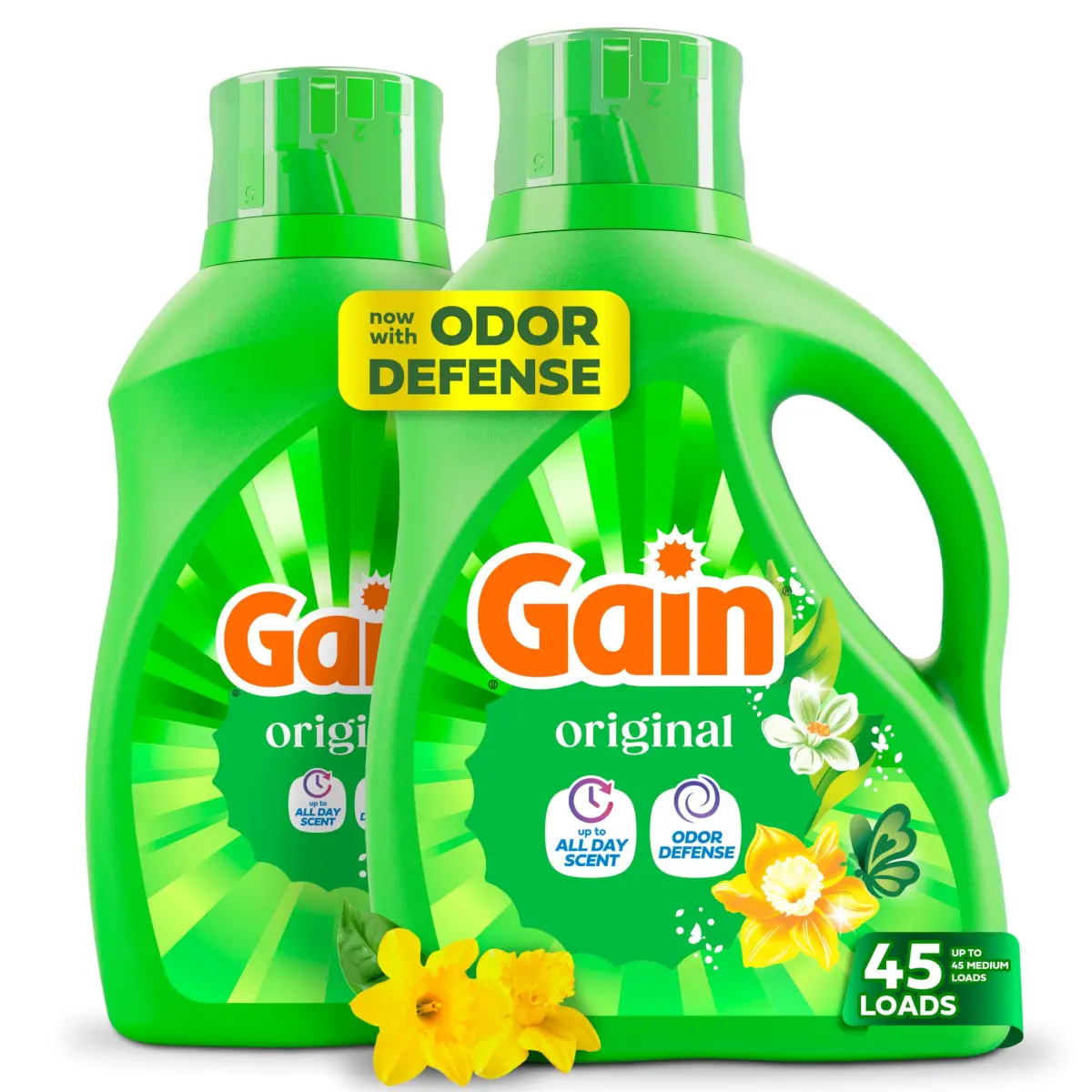 Gain Liquid Laundry Detergent Odor Defense Original Scent 1775ml (60 fl oz) | Concentrated Formula Value Pack - main product image