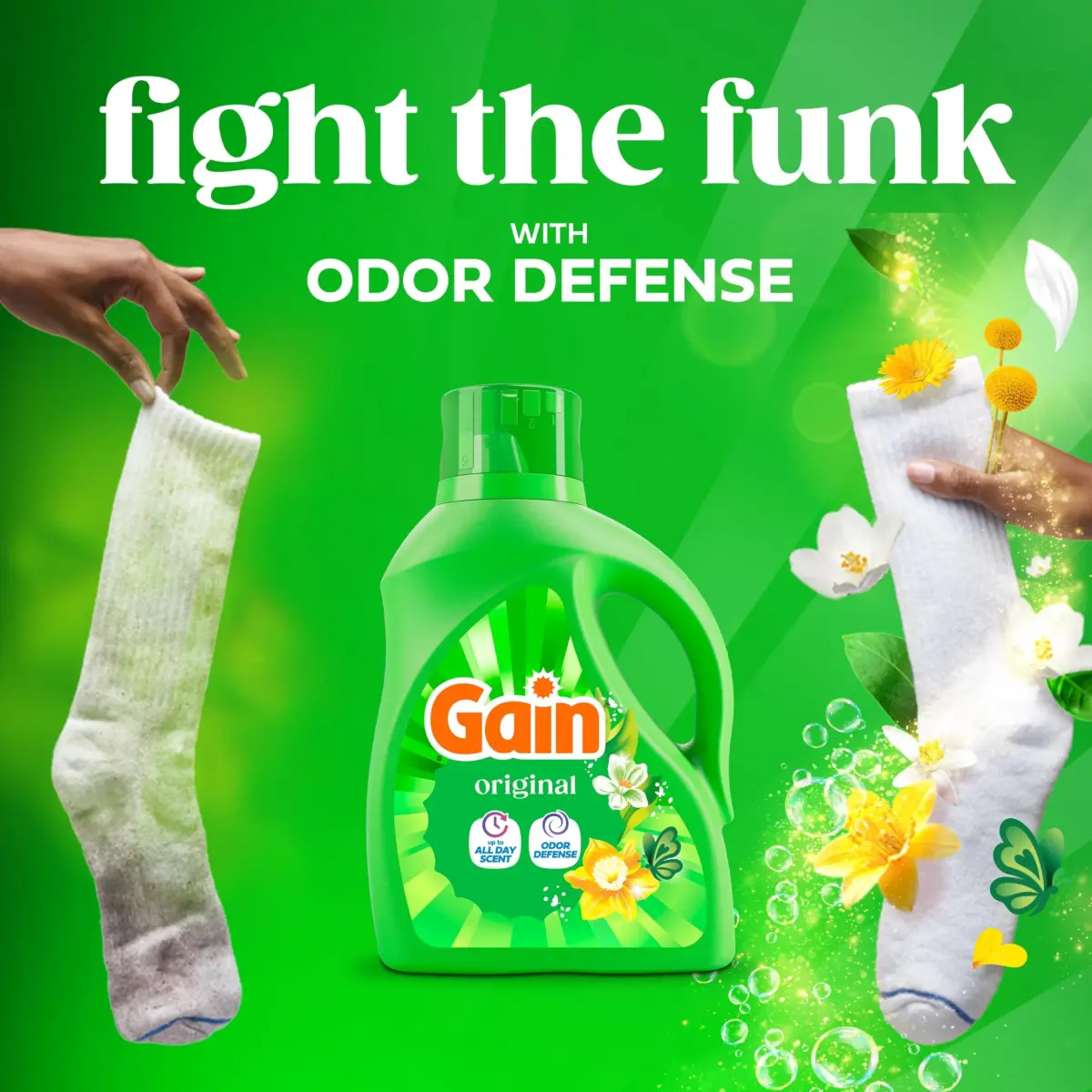 Gain Liquid Laundry Detergent Odor Defense Original Scent 1775ml (60 fl oz) | Concentrated Formula Value Pack - view 3