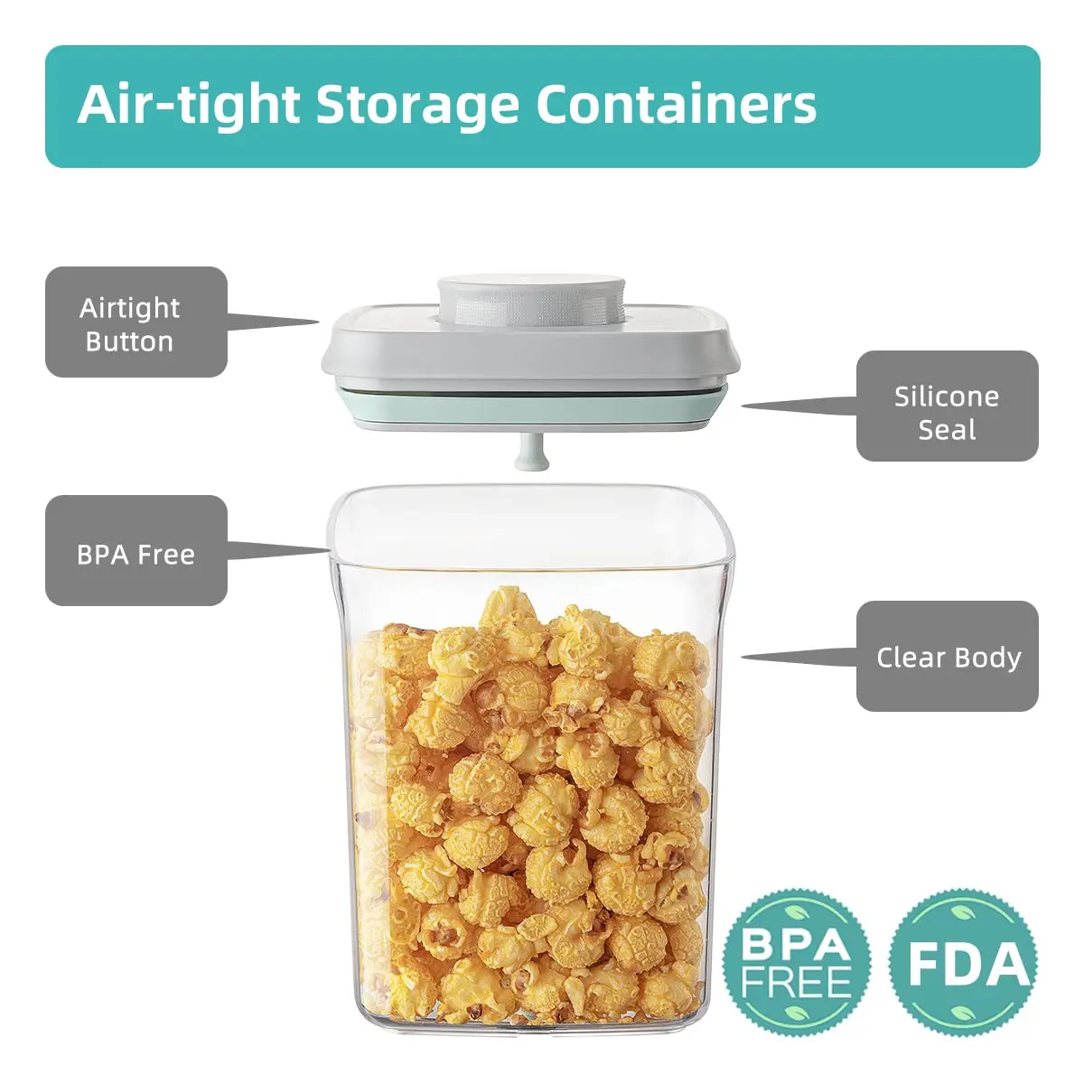 Ankou Airtight Food Storage Container Set - 4 Pack | Stackable BPA-Free Transparent Containers (0.32 QT each) - view 5